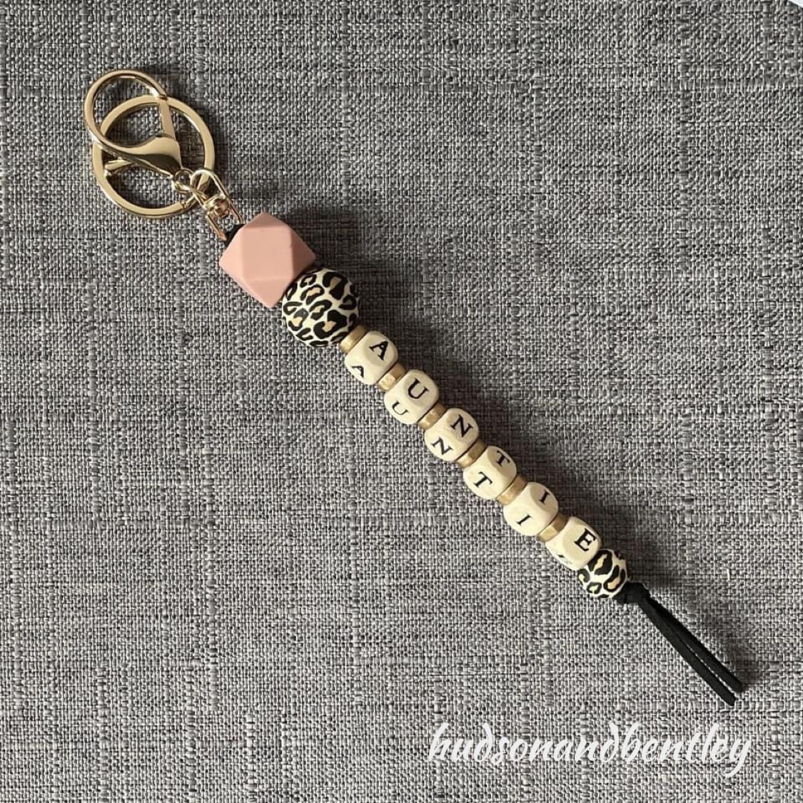 Leopard bead keychain